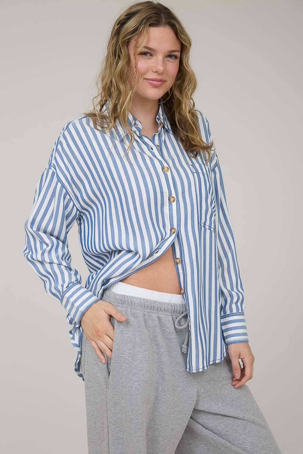 Blue Striped Button Up
