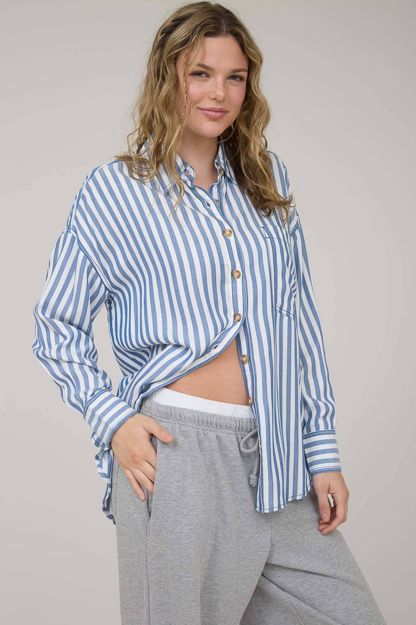 Blue Striped Button Up