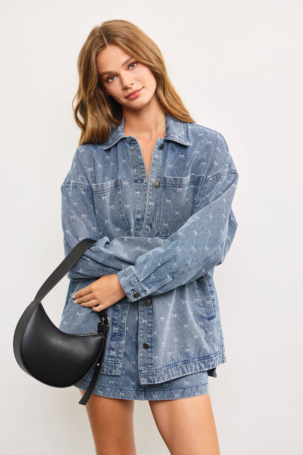 Bow Denim Shirt Jacket