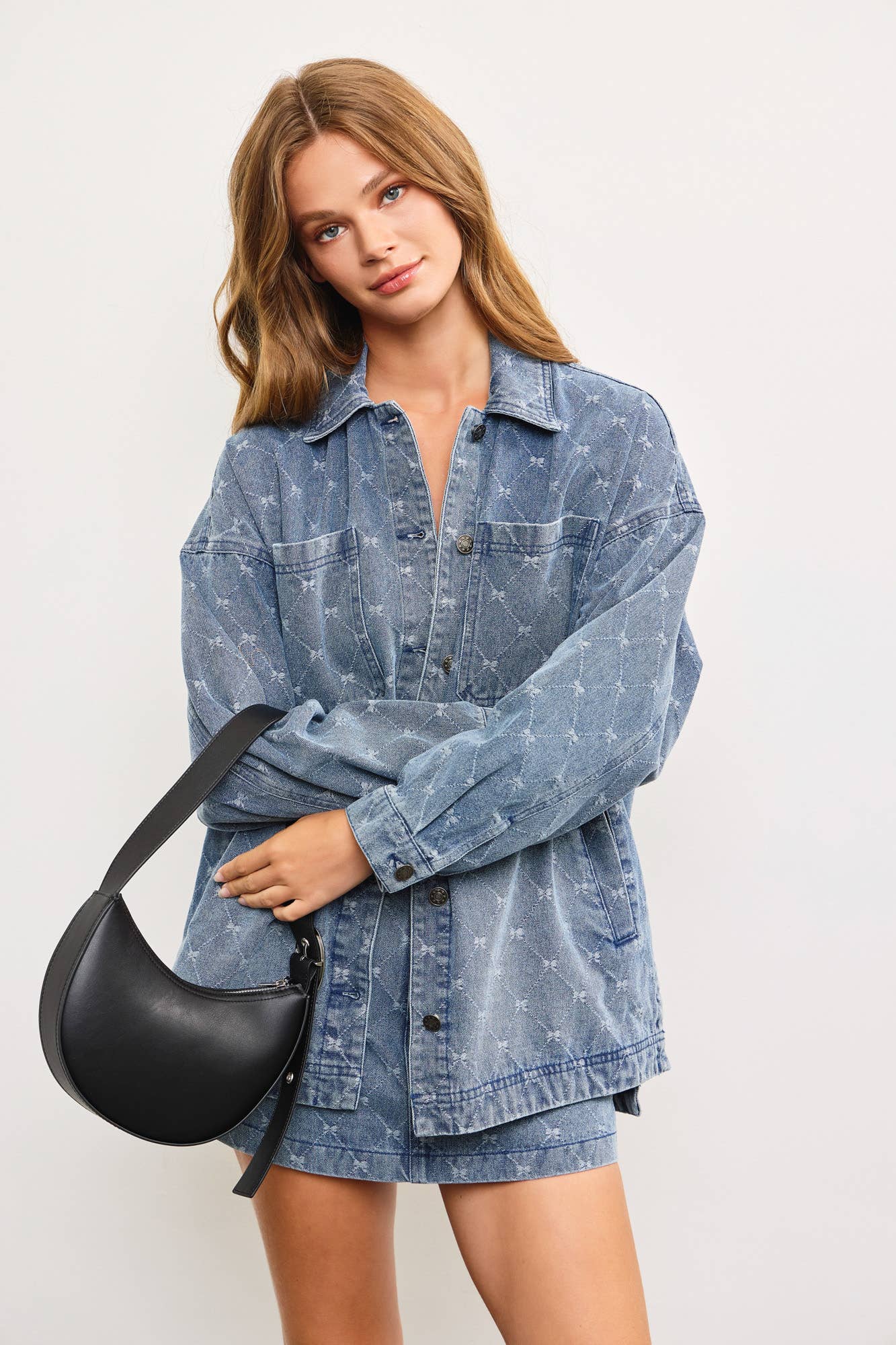 Bow Denim Shirt Jacket