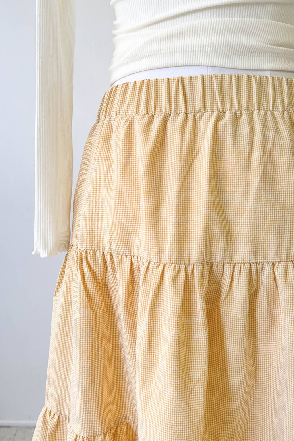 Gingham Tiered Maxi Skirt